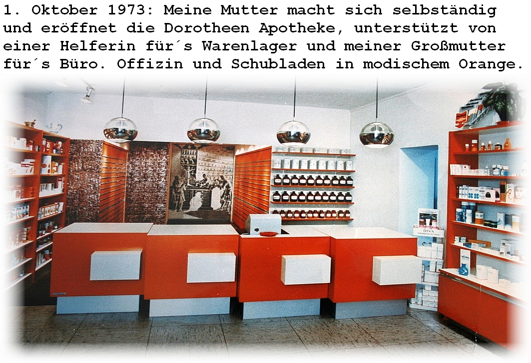 Die Dorotheen Apotheke bei der Eröffnung 1973