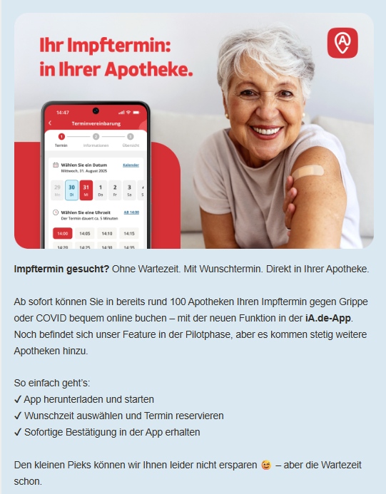 Impftermin vereinbaren fr Influenza (Grippe) und Covid